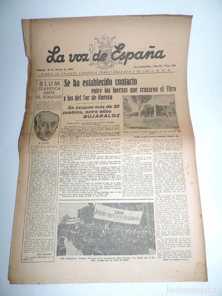 Military Antiques: LA VOZ DE ESPA&Ntilde;A, DIARIO F.E.T. Y DE LAS JONS, 26 DE MARZO DE 1938, GUERRA CIVIL, SAN SEBASTIAN N&ordm; 4