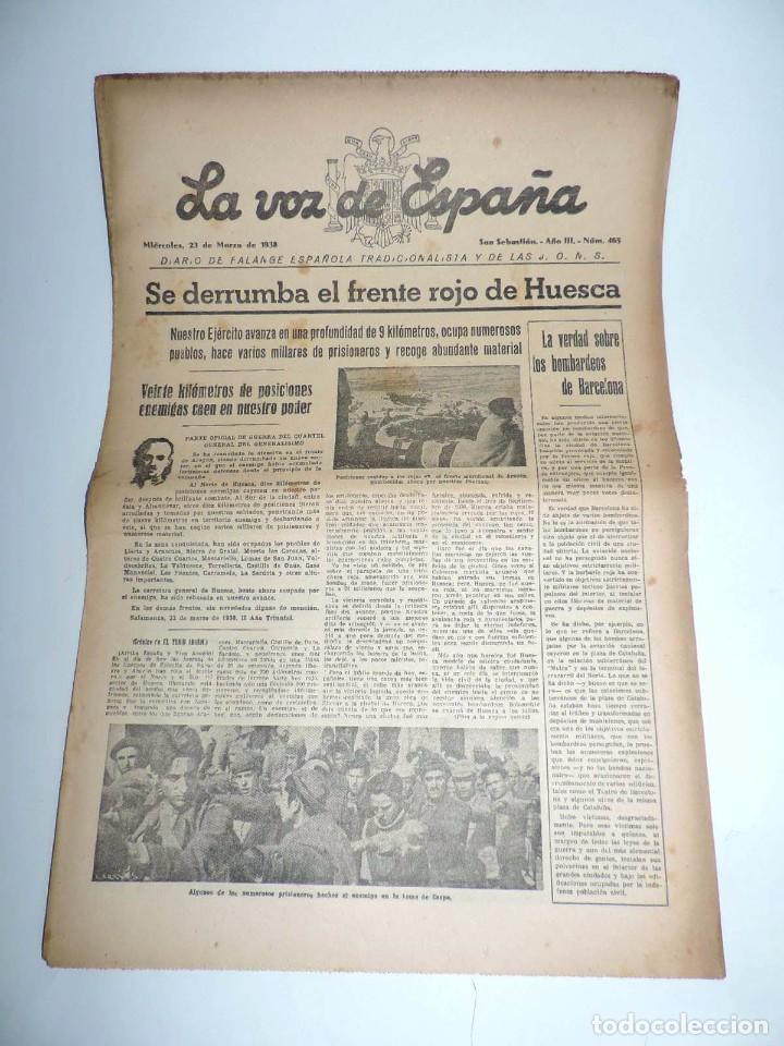 Military Antiques: LA VOZ DE ESPA&Ntilde;A, DIARIO F.E.T. Y DE LAS JONS, 23 DE MARZO DE 1938, GUERRA CIVIL, SAN SEBASTIAN N&ordm; 4