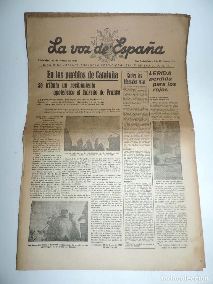 Military Antiques: LA VOZ DE ESPA&Ntilde;A, DIARIO F.E.T. Y DE LAS JONS, 30 DE MARZO DE 1938, GUERRA CIVIL, SAN SEBASTIAN N&ordm; 4