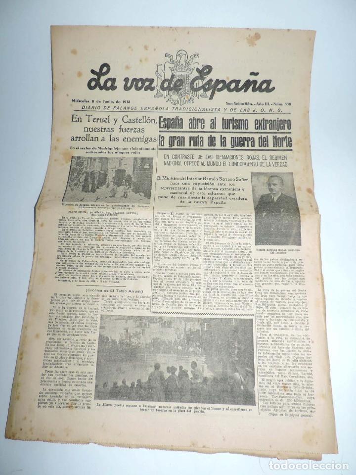 Military Antiques: LA VOZ DE ESPA&Ntilde;A, DIARIO F.E.T. Y DE LAS JONS, 30 DE ABRIL DE 1938, GUERRA CIVIL, SAN SEBASTIAN N&ordm; 5