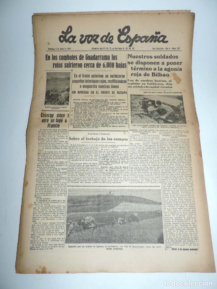 Military Antiques: LA VOZ DE ESPA&Ntilde;A, DIARIO F.E.T. Y DE LAS JONS, 6 DE JUNIO DE 1937, GUERRA CIVIL, REQUETES EN LOS MON
