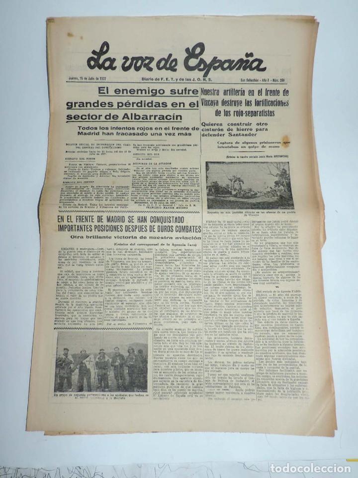 Military Antiques: LA VOZ DE ESPA&Ntilde;A, DIARIO F.E.T. Y DE LAS JONS, 15 DE JULIO DE 1937, SECTOR DE ALBARRACIN, EL ENEMIGO
