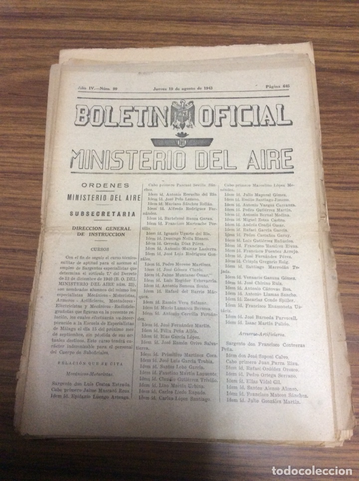 Military Antiques: BOLET&Iacute;N OFICIAL MINISTERIO DEL AIRE.