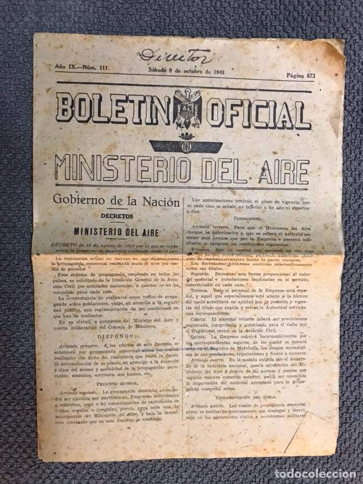 Militaria: BOLETIN OFICIAL MINISTERIO DEL AIRE (a.1948)