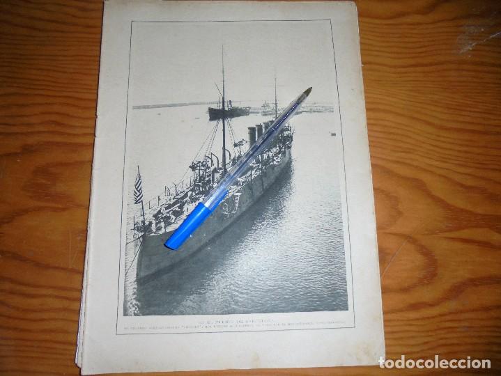 Militaria: RECORTE PRENSA :  EN BARCELONA, CRUCERO NORTEAMERICANA CHESTER. BLANCO Y NEGRO, JUNIO 1915