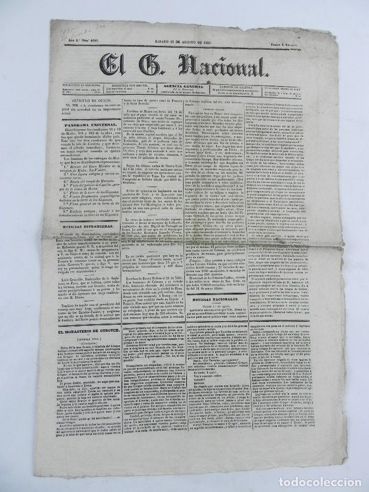 Military Antiques: PERIODICO EL GUARDIA NACIONAL, N. 1690. SABADO 15 AGOSTO DE 1840, EDITADO EN BARCELONA, REPORTAJES D