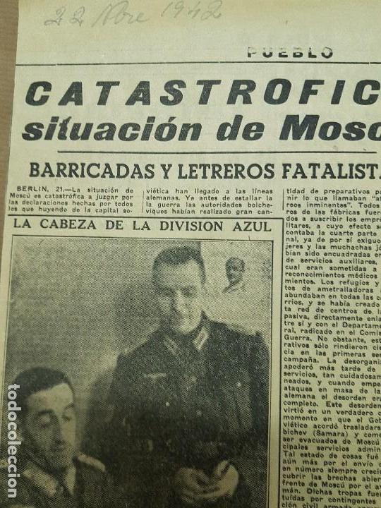 Militaria: recorte division azul la cabeza de la div azul