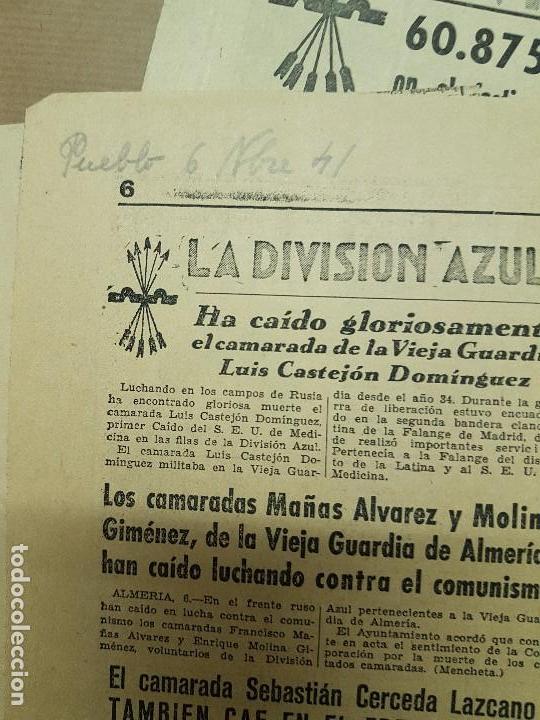 Militaria: recorte division azul luis castejon