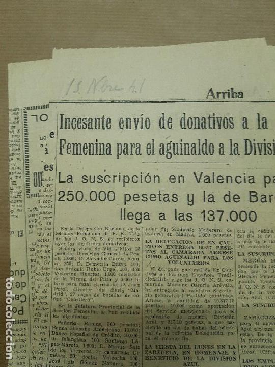 Militaria: recorte division azul donativos seccion femenina