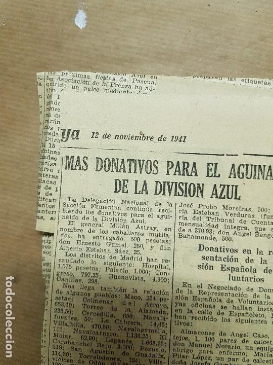 Militaria: recorte division azul donativo meco leganes molar navalcarnero