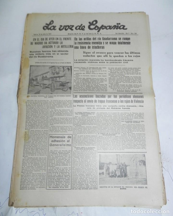 Militaria: LA VOZ DE ESPA&Ntilde;A, DIARIO F.E.T. Y DE LAS JONS, ESTAMPAS CARLISTAS, 24 DE JULIO DE 1937, GUERRA CIVIL