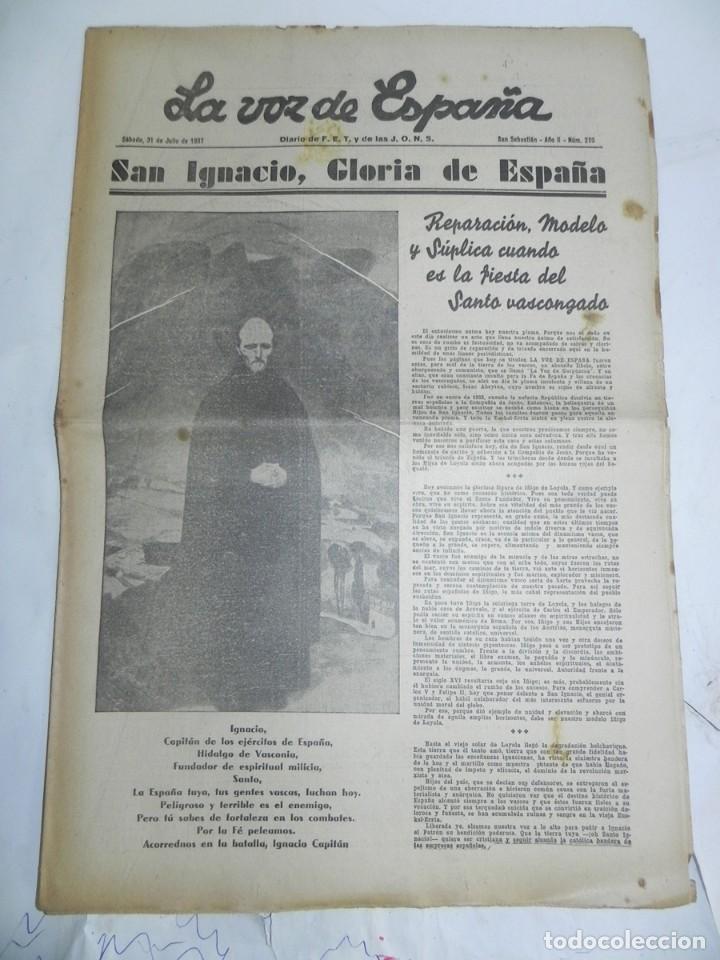 Militaria: LA VOZ DE ESPA&Ntilde;A, DIARIO F.E.T. Y DE LAS JONS, 31 DE JULIO DE 1937, GUERRA CIVIL, N. 270, NUESTRAS T