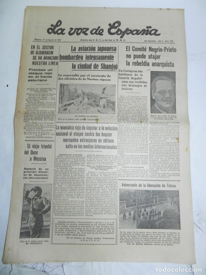 Militaria: LA VOZ DE ESPA&Ntilde;A, DIARIO F.E.T. Y DE LAS JONS, 11 DE AGOSTO DE 1937, GUERRA CIVIL, N. 279, EL COMITE