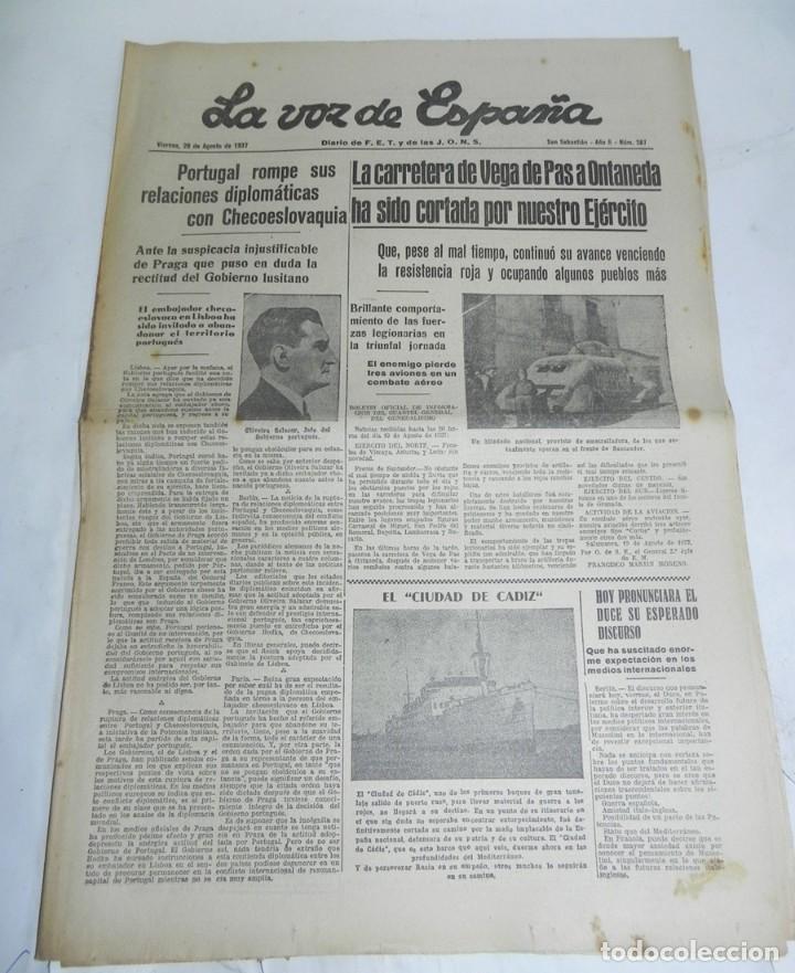Militaria: LA VOZ DE ESPA&Ntilde;A, DIARIO F.E.T. Y DE LAS JONS, 20 DE AGOSTO DE 1937, GUERRA CIVIL, N. 287, EL BUQUE
