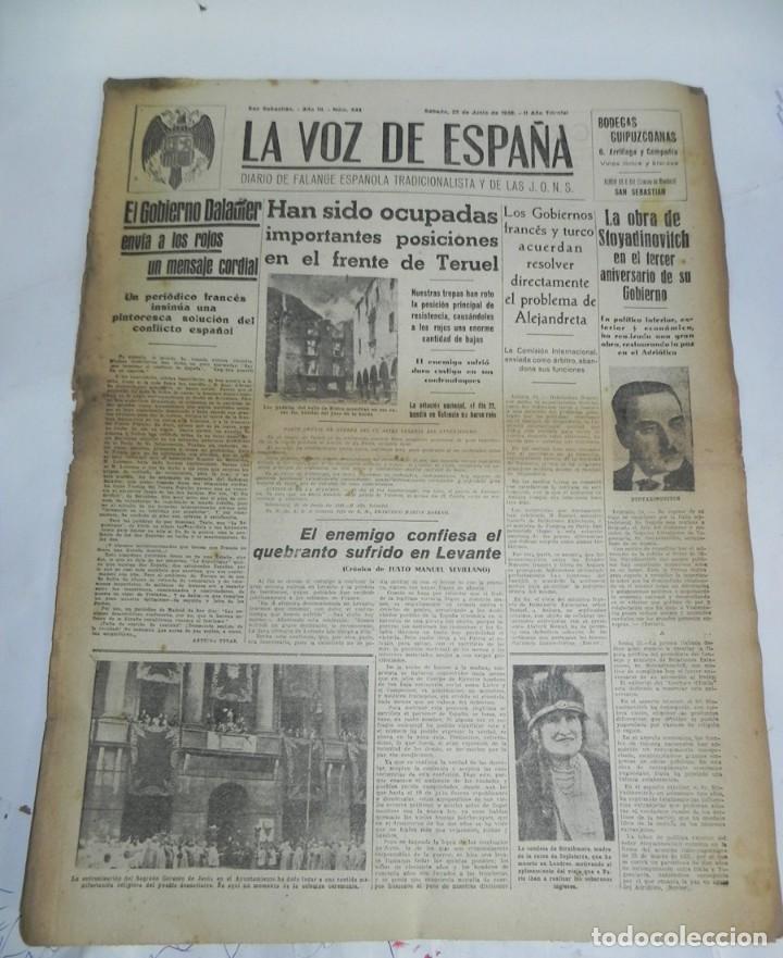 Militaria: LA VOZ DE ESPA&Ntilde;A, DIARIO F.E.T. Y DE LAS JONS, 25 DE JUNIO DE 1938, GUERRA CIVIL, N. 544, HAN SIDO O