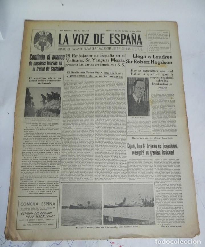 Militaria: LA VOZ DE ESPA&Ntilde;A, DIARIO F.E.T. Y DE LAS JONS, 26 DE JUNIO DE 1938, GUERRA CIVIL, N. 549, EL ENEMIGO