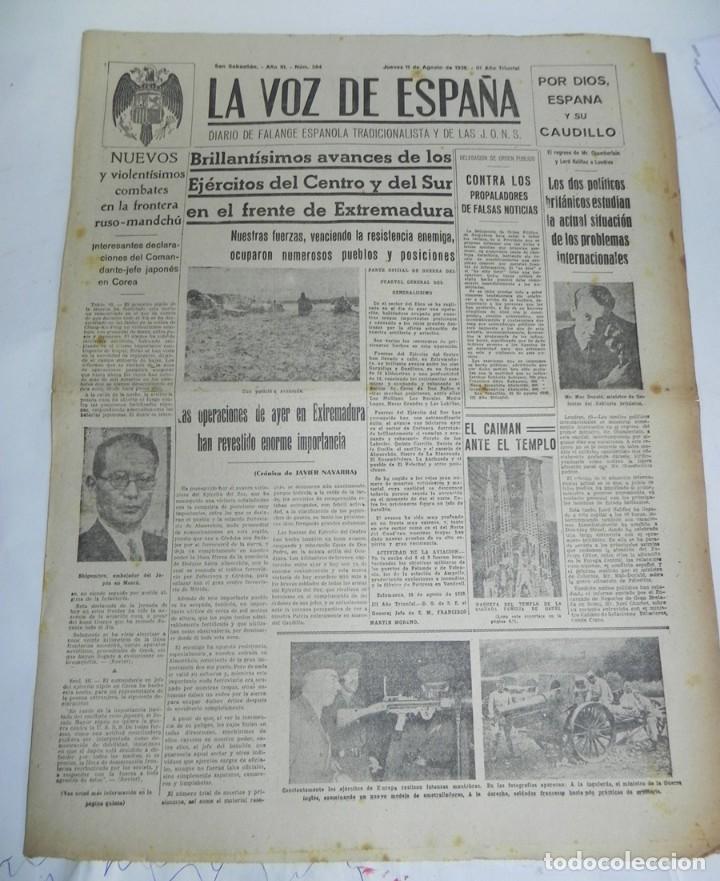 Militaria: LA VOZ DE ESPA&Ntilde;A, DIARIO F.E.T. Y DE LAS JONS, 11 DE AGOSTO DE 1938, GUERRA CIVIL, N. 584, BRILLANTI