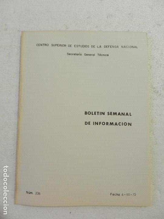 Militaria: CENTRO SUPERIOR DE ESTUDIOS DE LA DEFENSA NACIONAL - BOLETIN SEMANAL N&ordm; 236 A&Ntilde;O 1972.
