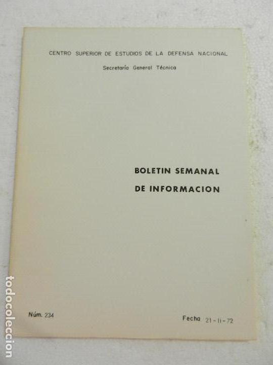 Militaria: CENTRO SUPERIOR DE ESTUDIOS DE LA DEFENSA NACIONAL - BOLETIN SEMANAL N&ordm; 234 A&Ntilde;O 1972.