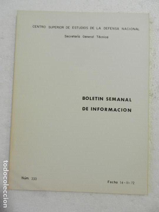 Militaria: CENTRO SUPERIOR DE ESTUDIOS DE LA DEFENSA NACIONAL - BOLETIN SEMANAL N&ordm; 233 A&Ntilde;O 1972.