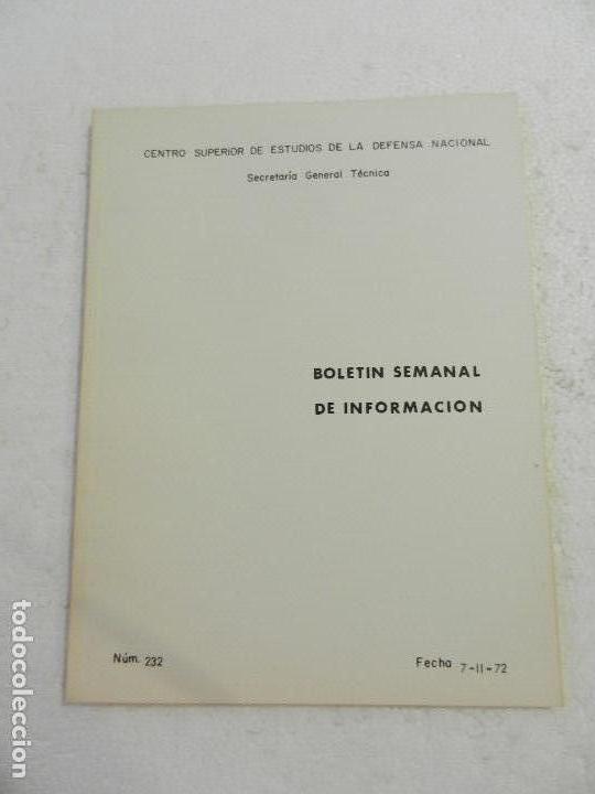Militaria: CENTRO SUPERIOR DE ESTUDIOS DE LA DEFENSA NACIONAL - BOLETIN SEMANAL N&ordm; 232 A&Ntilde;O 1972.