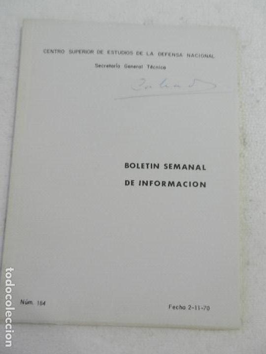 Militaria: CENTRO SUPERIOR DE ESTUDIOS DE LA DEFENSA NACIONAL - BOLETIN SEMANAL N&ordm; 184 A&Ntilde;O 1970.
