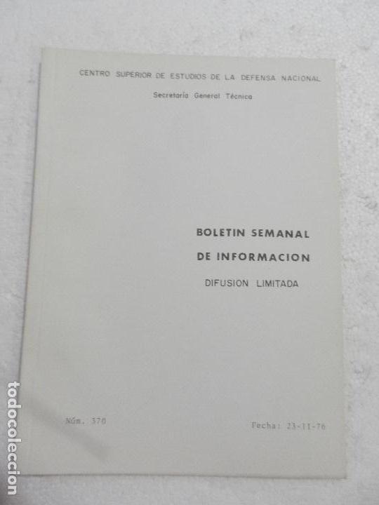 Military Antiques: CENTRO SUPERIOR DE ESTUDIOS DE LA DEFENSA NACIONAL - BOLETIN SEMANAL N&ordm; 370 A&Ntilde;O 1976.