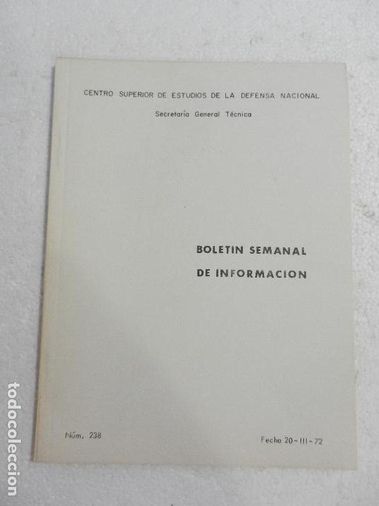 Military Antiques: CENTRO SUPERIOR DE ESTUDIOS DE LA DEFENSA NACIONAL - BOLETIN SEMANAL N&ordm; 238 A&Ntilde;O 1972.