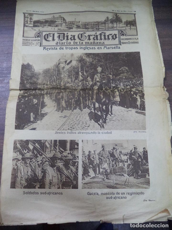 Military Antiques: BARCELONA. DIARIO EL DIA GRAFICO. REVISTA DE TROPAS INGLESAS EN MARSELLA. N&ordm; 952. 1916. LEER.