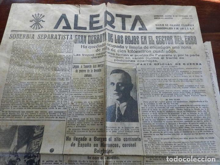 Militaria: ALERTA, PLENA GUERRA CIVIL, DIARIO DE FALANGE ESPA&Ntilde;OLA, 15 DE NOVIEMBRE 1938, TIENE 4 PAGINAS, GRAN