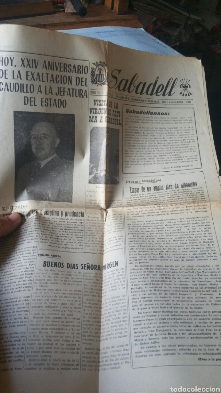 Militaria: Peri&oacute;dico de Sabadell a&ntilde;o 1960 Falange