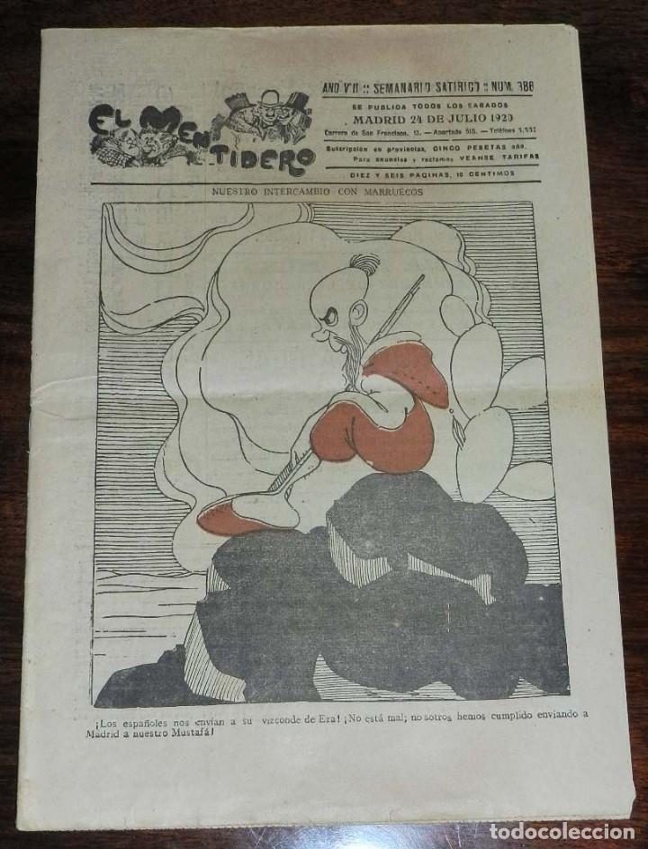 Militaria: SEMANARIO SATIRICO POLITICO EL MENTIDERO, N&ordm; 386 DEL 24 JUNIO DE 1920, TIENE 16 PAG. MIDE 31 X 21 CM
