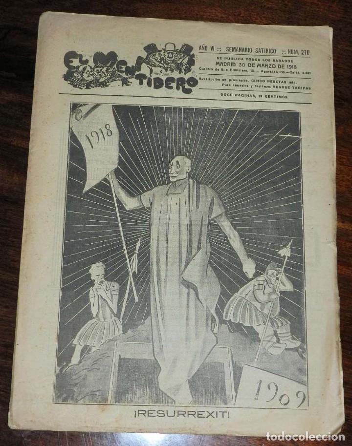 Militaria: SEMANARIO SATIRICO POLITICO EL MENTIDERO, N&ordm; 270 DEL 30 DE MARZO DE 1918, TIENE 12 PAG. MIDE 31 X 21