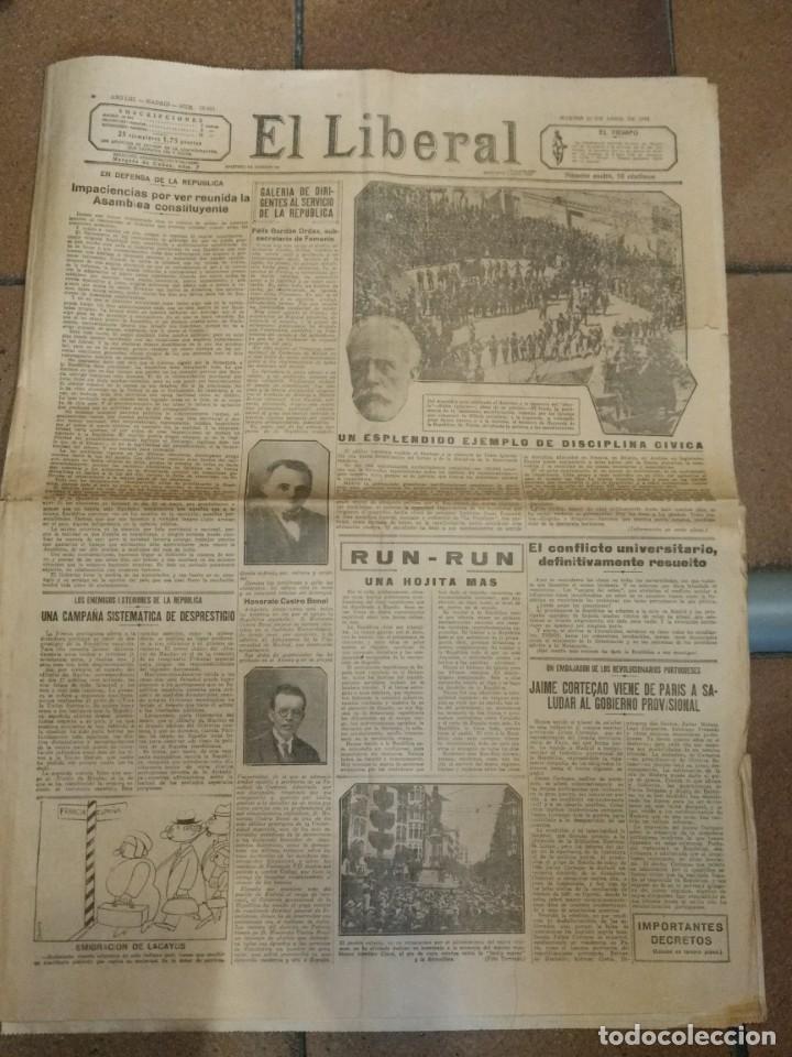 Militaria: Peri&oacute;dico El Liberal 21 abril 1931, acto en memoria Pablo Iglesias. Catalu&ntilde;a Aselmo Clav&eacute;. R&eacute;p&uacute;blica