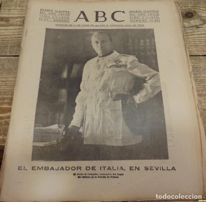 Militaria: ABC 16 DE FEBRERO DE 1938, SEVILLA,24 PAGINAS, PORTADA EMBAJADOR ITALIANO, INTERIOR PARTE DE GUERRA,