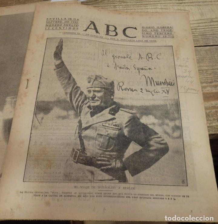 Militaria: ABC 28 DE SEPTIEMBRE DE 1937, ,22 PAGINAS, MUSSOLINI,RIBADESELLA,CANGAS DE ONIS, ETC..
