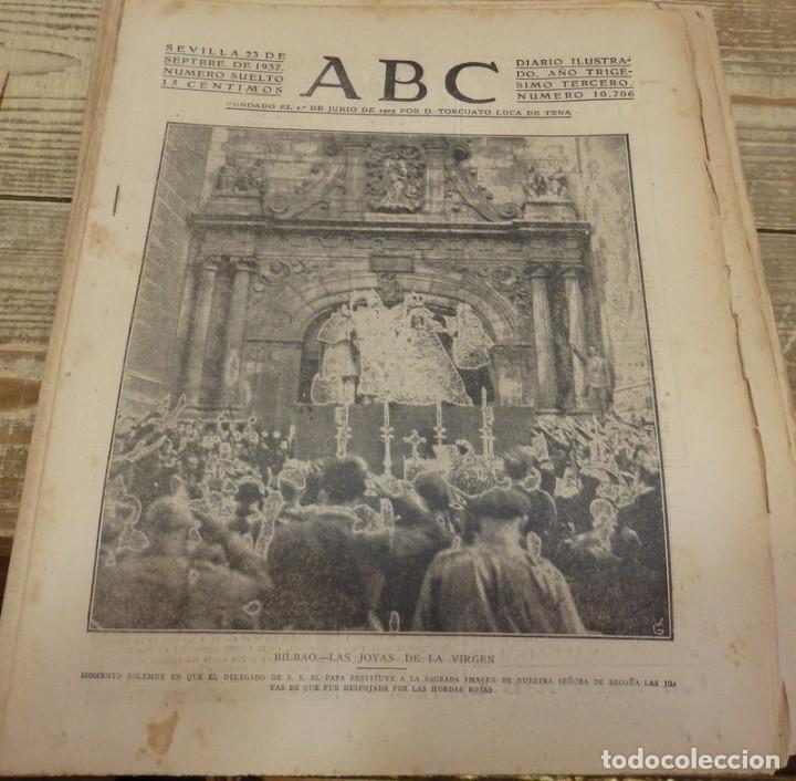 Militaria: ABC 23 DE SEPTIEMBRE DE 1937, 22 PAGINAS,BILBAO, LAS JOYAS DE LA VIRGEN, PARTE DE GUERRA,,ETC
