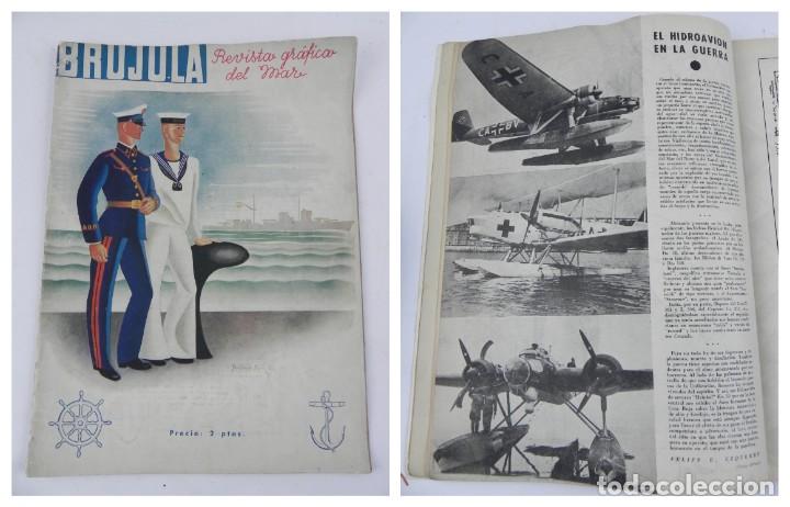 Militaria: REVISTA GRAFICA DEL MAR, BRUJULA, N.12, MADRID 1&ordm;. DE NOVIEMBRE DE 1940, EL HIDROAVION EN LA GUERRA,