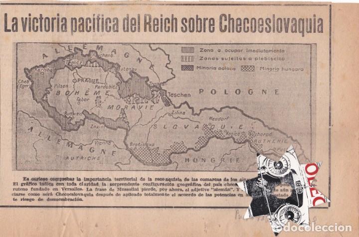 Militaria: RECORTE DE PRENSA. PUEBLO GALLEGO 2/10/1938. LA VICTORIA PACIFICA DEL REICH SOBRE CHECOSLOVAQUIA