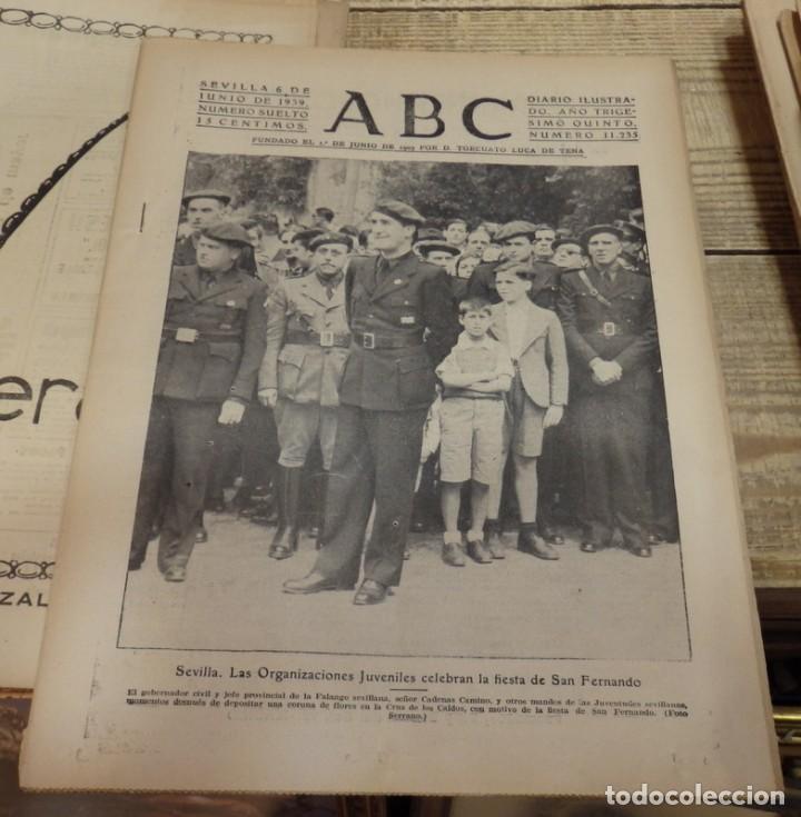 Militaria: ABC 6 de JUNIO de 1939, SEVILLA,22 PAGINAS,ROSARIO MONTESION, MANOLETE,PARTE DE GUERRA, ETC..
