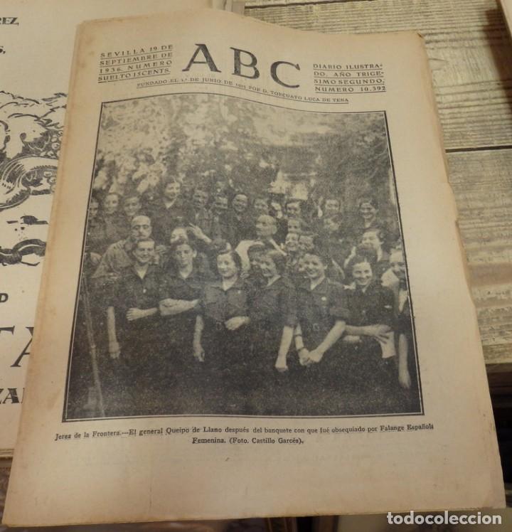 Militaria: ABC 19 de SEPTIEMBRE de 1936, SEVILLA,13 PAGINAS,JEREZ DE LA FRONTERA,DEVA,ORIO,LLERENA,SIGUENZA,PAR