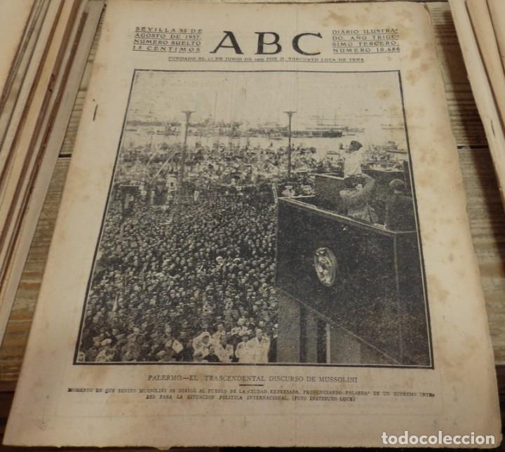Militaria: ABC 31 de AGOSTO de 1937, SEVILLA,22 PAGINAS,FRENTES DE SANTANDER,ARAGON Y GRANADA,PARTE DE GUERRA,