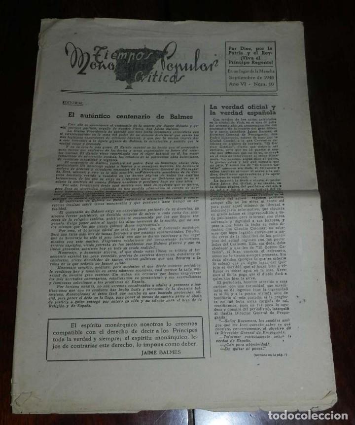 Military Antiques: PERIODICO TIEMPOS CR&Iacute;TICOS, MONARQU&Iacute;A POPULAR, A&Ntilde;O VI, N&Uacute;M. 10, ABRIL 1948. PUBLICACI&Oacute;N CARLISTA, TI