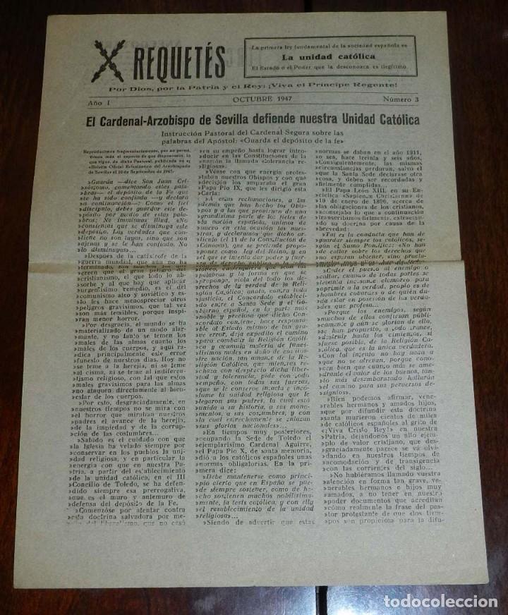 Militaria: REQUETES, OCTUBRE DE 1947, NUM. 3, EL CARDENAL-ARZOBISPO DE SEVILLA DEFIENDE NUESTRA UNIDAD CATOLICA