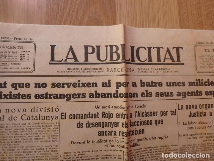 Military Antiques: (JX-190101)Peri&oacute;dico , La Publicitat ,(en catal&aacute;n) , Guerra Civil . 10 de Septiembre de 1936 .