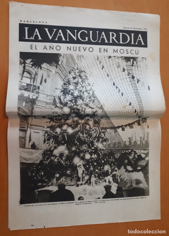Military Antiques: Peri&oacute;dico de dos hojas La Vanguardia, 31 de diciembre de 1936