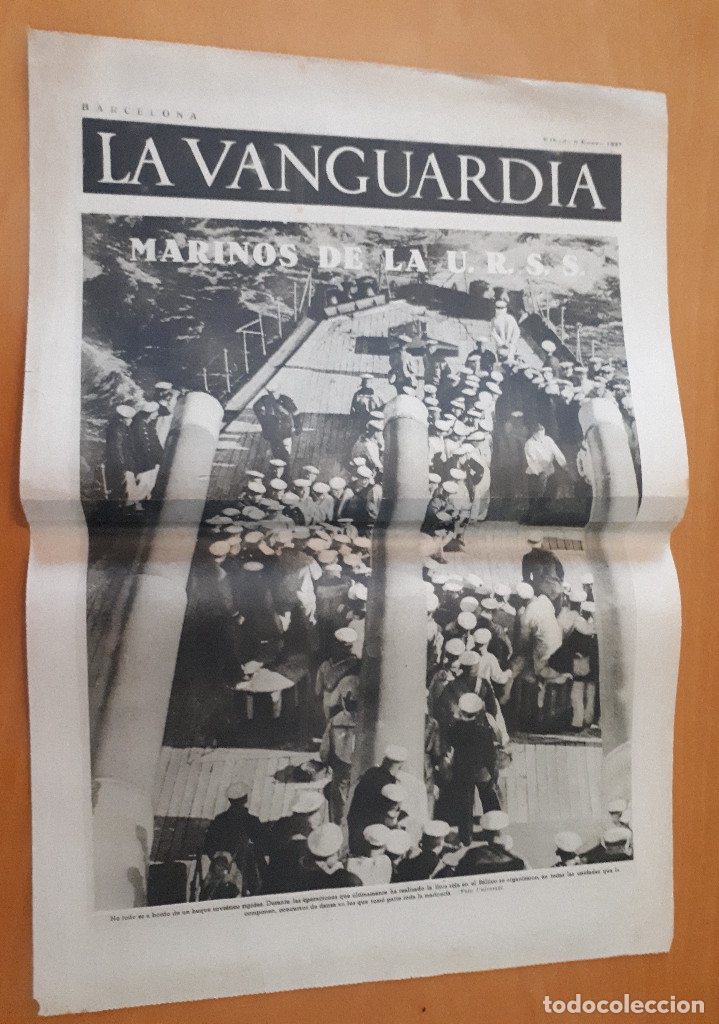 Military Antiques: Peri&oacute;dico de dos hojas La Vanguardia, 9 de enero de 1937