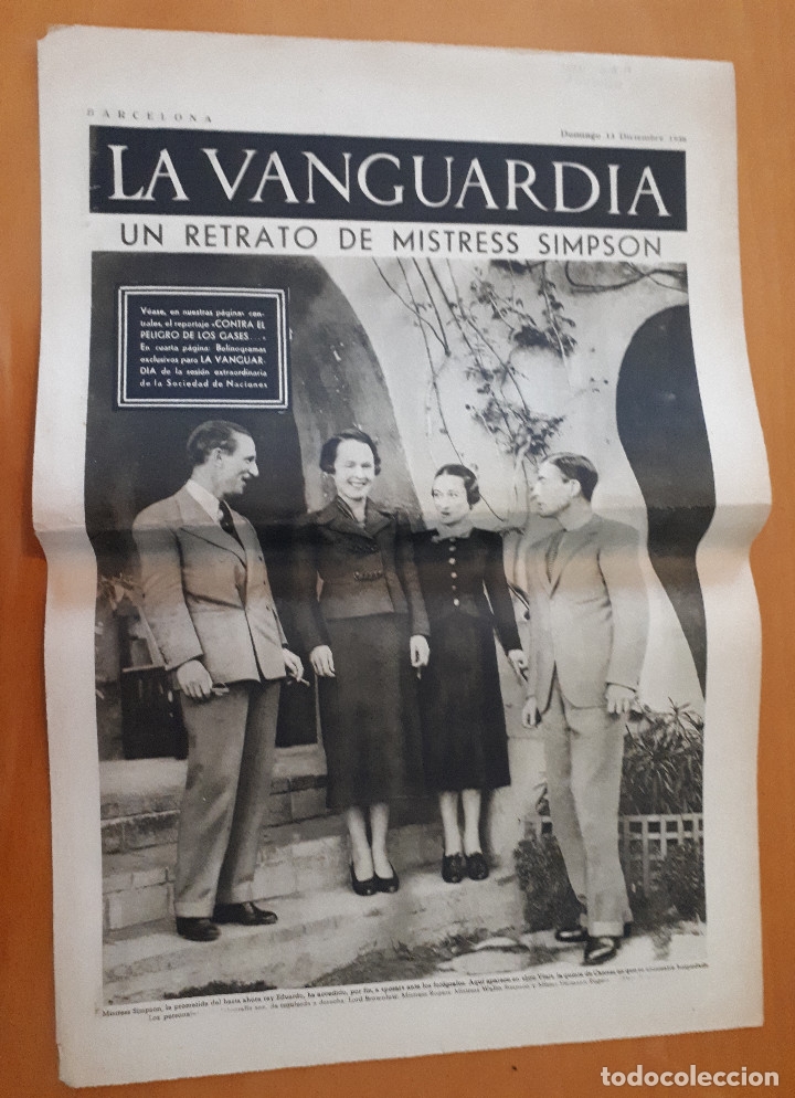 Military Antiques: Peri&oacute;dico de dos hojas La Vanguardia, 13 de diciembre de 1936