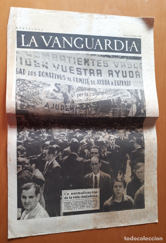 Militaria: Peri&oacute;dico de dos hojas La Vanguardia, 11 de mayo de 1937