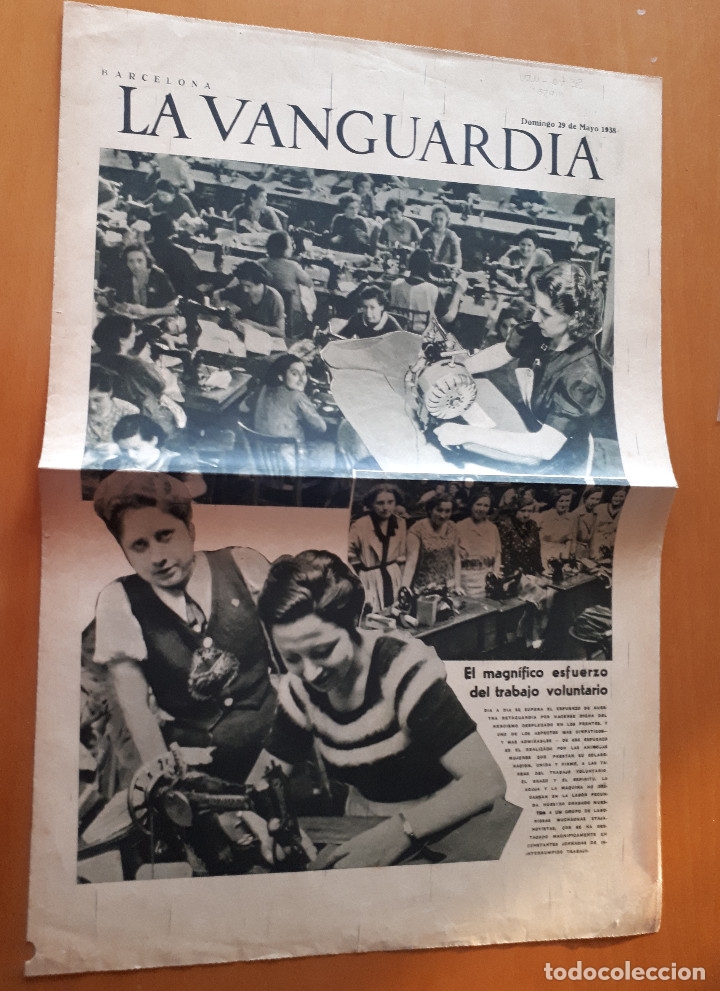 Militaria: Peri&oacute;dico de dos hojas La Vanguardia, 29 de mayo de 1938